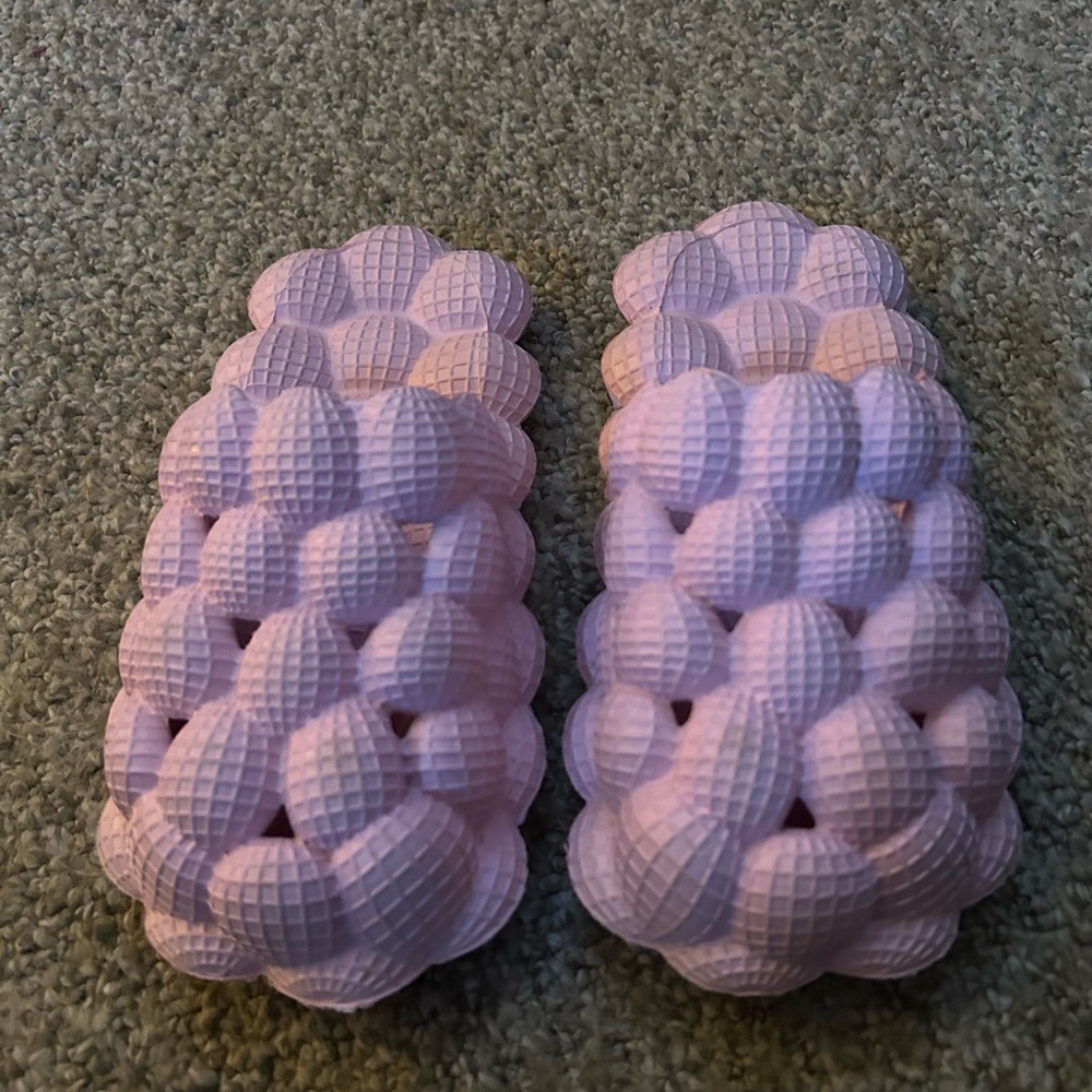 Pink Textured Bubble Slide Sandals